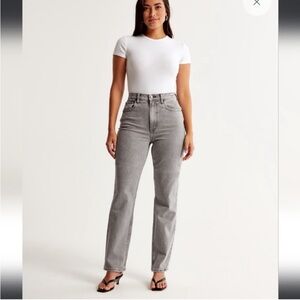 Abercrombie Ultra High Rise 90s Straight Gray Jeans